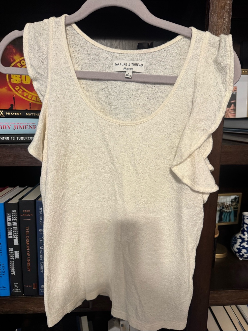 Madewell Ruffle Tank Top in Cream Size Small Like New
